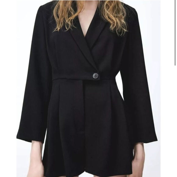 2/$30 Zara Black Pleated Long Sleeve Romper - Picture 1 of 13